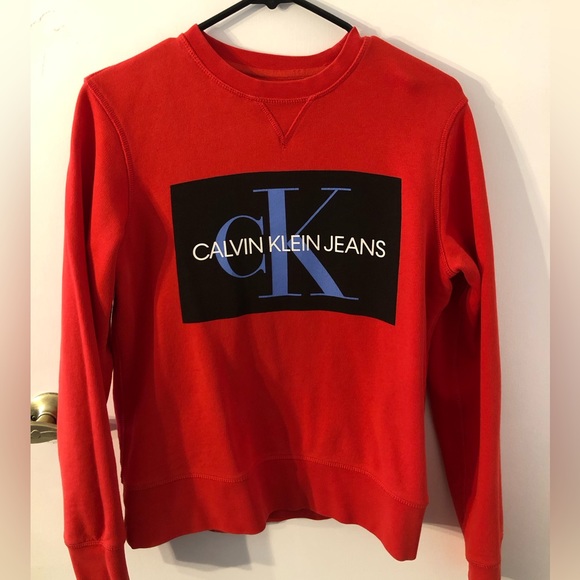 Calvin Klein red logo pullover sweater - Picture 1 of 4